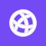 El icono de un globo terráqueo abstracto de color blanco con líneas curvas entrecruzadas, inspirado en la Biblioteca Pública, está centrado sobre un fondo púrpura sólido.