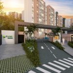 Una entrada a un moderno complejo residencial cerrado con altos edificios de apartamentos, una verja de seguridad, un cartel que dice Robledal cerca del Parque Arboleda, zonas verdes ajardinadas y gente caminando por la acera al atardecer.