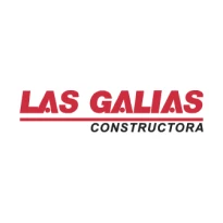 Logotipo de Las Galias Constructora con LAS GALIAS en letras mayúsculas rojas y CONSTRUCTORA en letras mayúsculas negras más pequeñas debajo, con un sutil guiño a la Reserva de Llano Grande, todo ello sobre un fondo blanco.