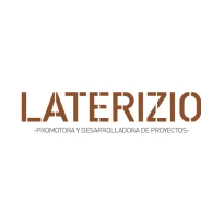 Logotipo con la palabra LATERIZIO en letras marrones en negrita. Debajo, un texto más pequeño dice: PROMOTORA Y DESARROLLADORA DE PROYECTOS. El diseño es sencillo sobre fondo blanco.