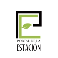 Logotipo con una letra E estilizada en verde y negro, con una hoja verde en su interior. Debajo, el texto dice Portal de la Estación en negro, con ESTACIÓN en letra más grande para enfatizar.